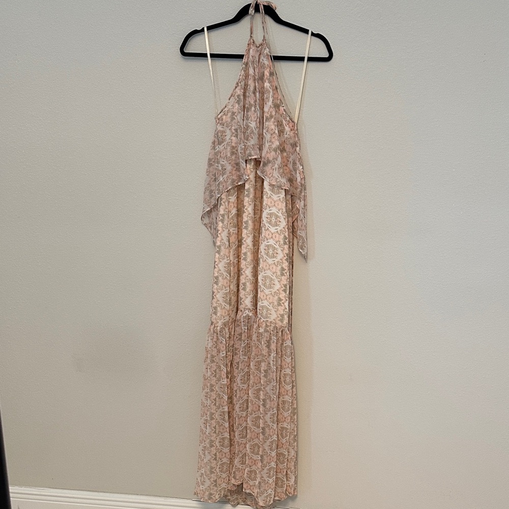 BCBGeneration Backless Floral Dress in Cream and Pink